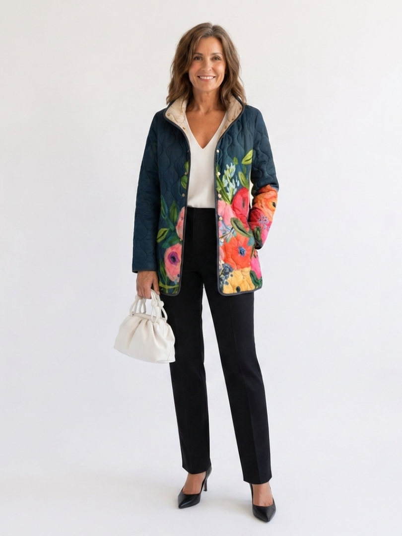 DELACROIX | Chaqueta acolchada con flores pintadas para mujer Camille