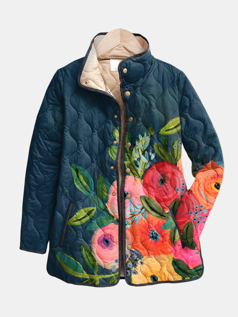 DELACROIX | Chaqueta acolchada con flores pintadas para mujer Camille