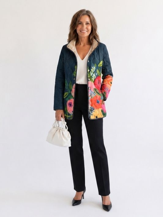 DELACROIX | Chaqueta acolchada con flores pintadas para mujer Camille