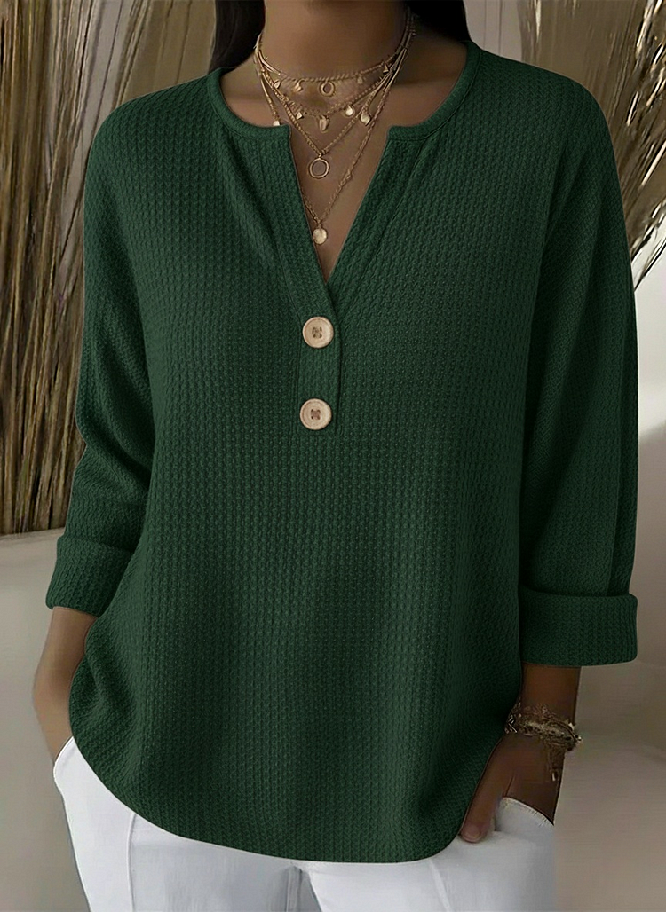 Lucía | Camiseta Henley de textura gofrada con botones