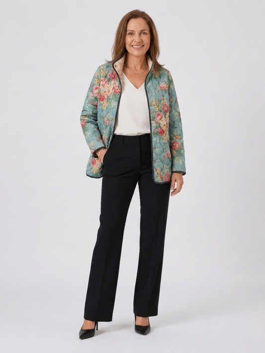 DELACROIX | Chaqueta acolchada Roses Céladon para mujer Mathilde