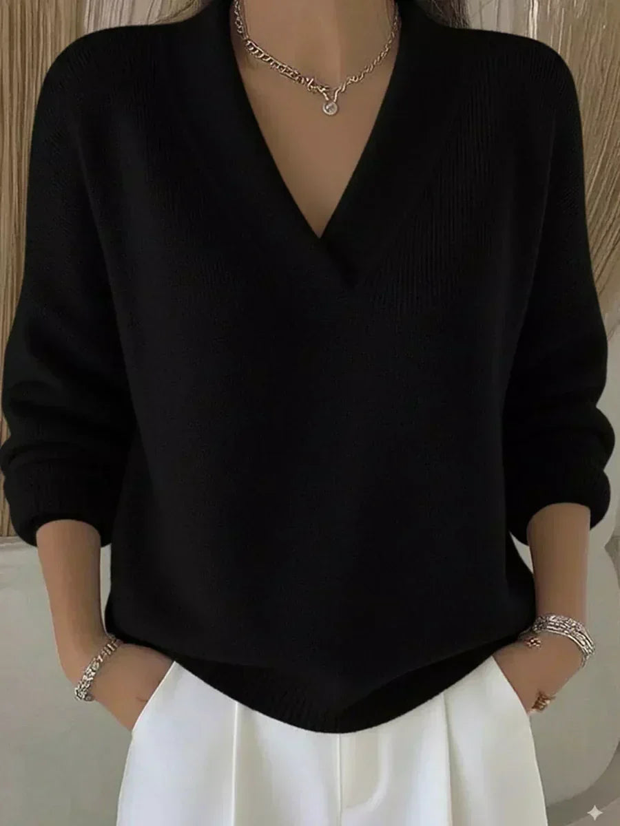 Violeta | Jersey holgado con cuello de pico