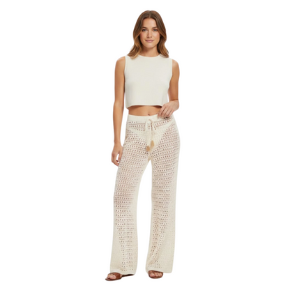 AITANA | PANTALONES DE PLAYA DE GANCHILLO CON CINTURA ELÁSTICA