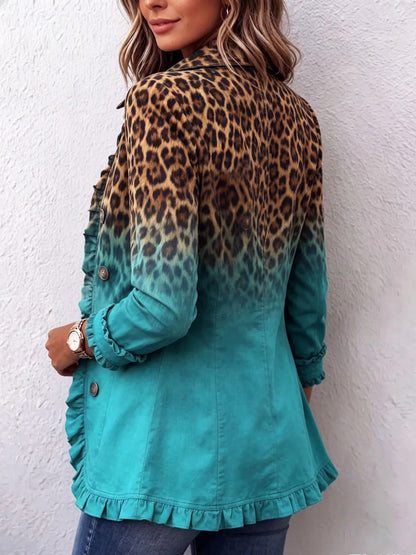 BEATRICE | BLAZER CON ESTAMPADO DE LEOPARDO Y VOLANTES